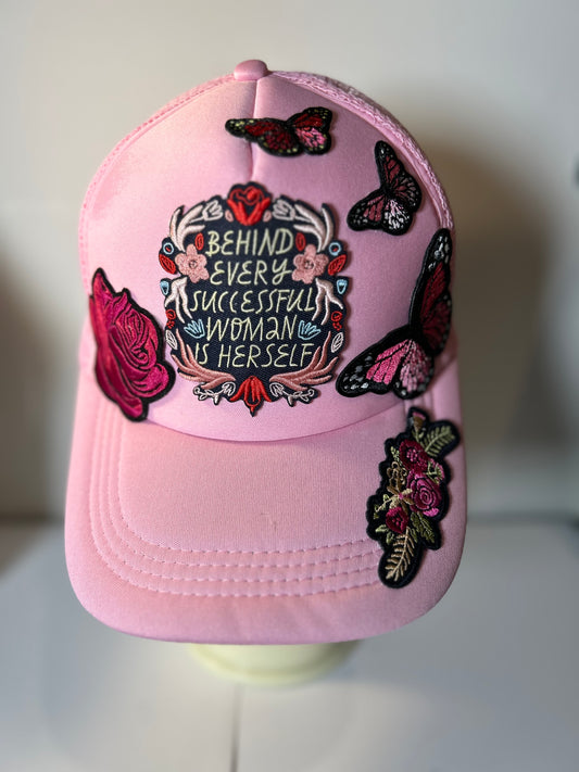 Pink Trucker hat Successful woman